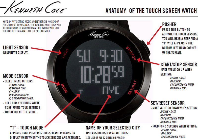 kenneth cole touch screen watch